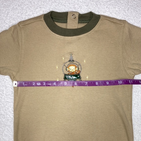 Vintage Gymboree space monkey tan olive green bodysuit short sleeve tee htf 3t - Picture 7 of 8